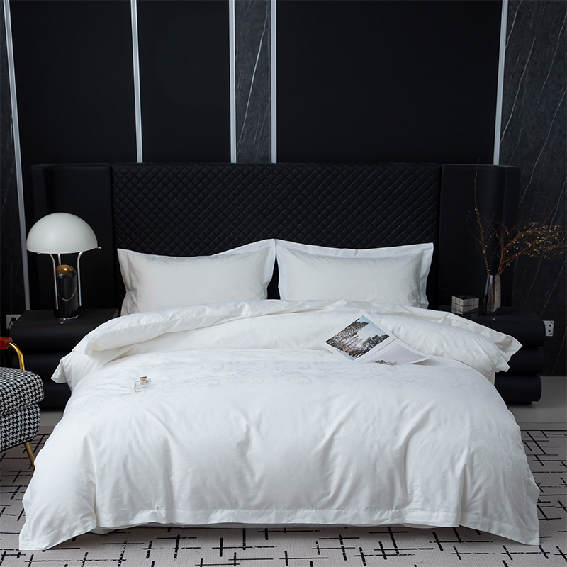 Nieuwe jacquard 100% katoensatijn wit hotellinnen slaapkamer beddengoed set