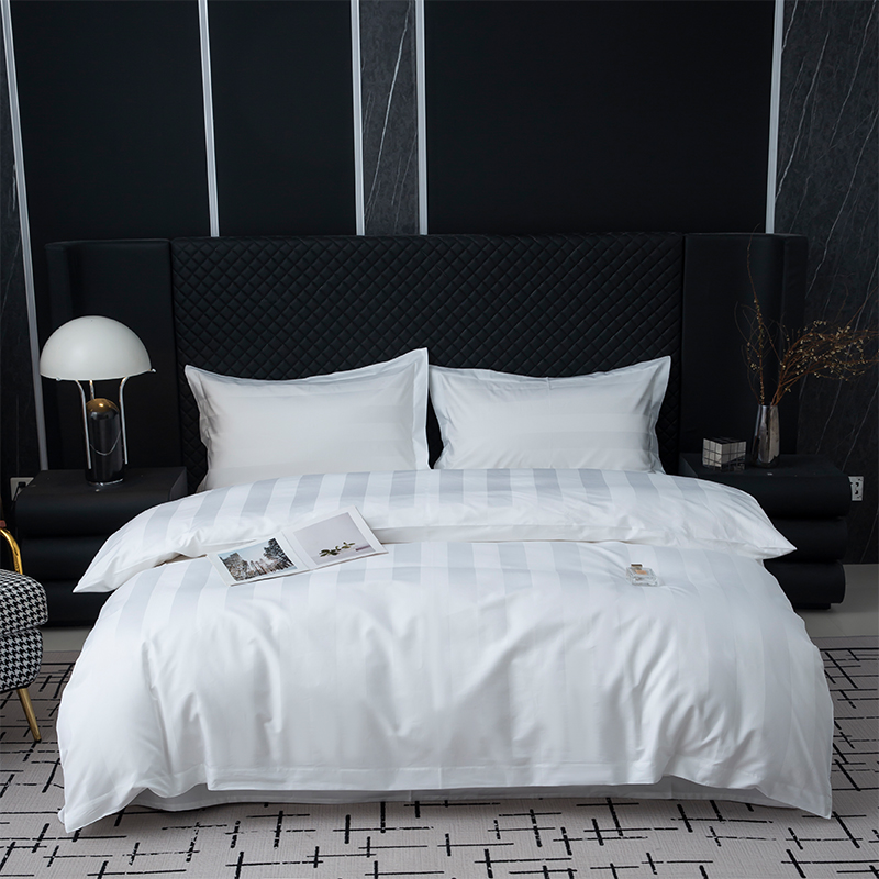 7 cm satijnstreep effen wit 750TC 100% katoen voor vijfsterren hotelbeddengoedset