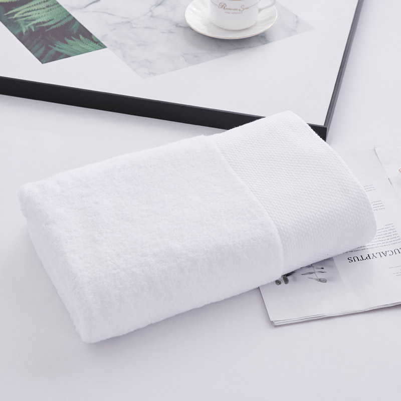 Jacquard Border Hotel witte badhanddoek Jacquard Border Hotel witte badhanddoek