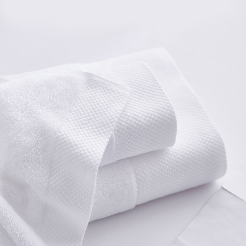 Jacquard Border Hotel witte badhanddoek Jacquard Border Hotel witte badhanddoek